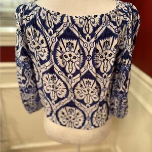 Haute Hippie Navy, Black, and White Patterned Top